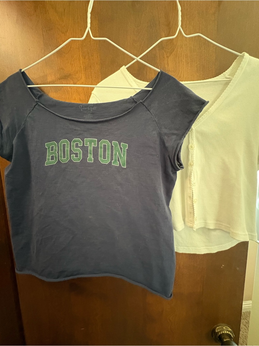 Brandy Melville Navy and White Cropped Tees